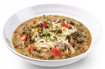 Shredded pork noodles with snow vegetable